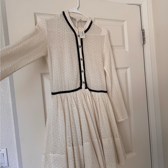 Maje Cream Lace Dress with Black Detailing - Picture 3 of 6